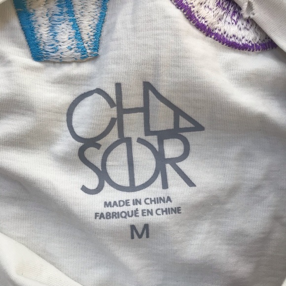 Chaser Rosey Love embroidered distressed tee M - Picture 8 of 8